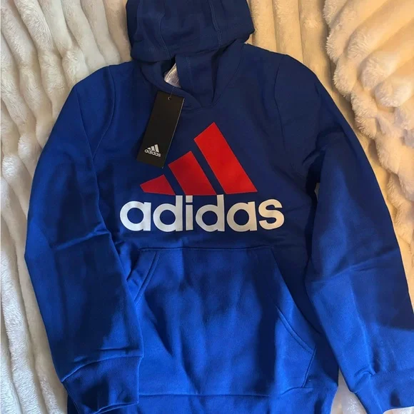 Adidas Boy’s Royal Blue Hoodie with Red Logo - Picture 1 of 1